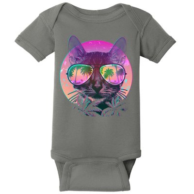 Retro 80s Tropical Cat Baby Bodysuit