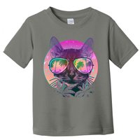 Retro 80s Tropical Cat Toddler T-Shirt