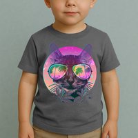 Retro 80s Tropical Cat Toddler T-Shirt