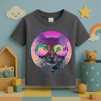 Retro 80s Tropical Cat Toddler T-Shirt