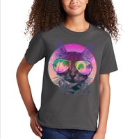 Retro 80s Tropical Cat Kids T-Shirt