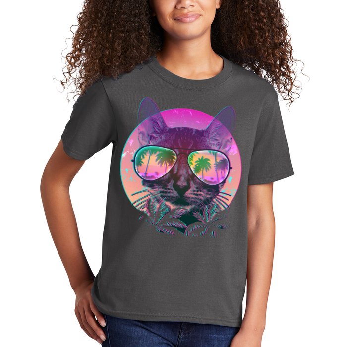 Retro 80s Tropical Cat Kids T-Shirt
