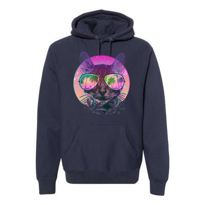 Retro 80s Tropical Cat Premium Hoodie