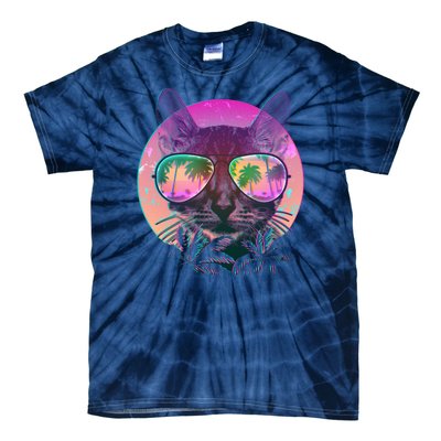 Retro 80s Tropical Cat Tie-Dye T-Shirt