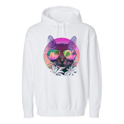 Retro 80s Tropical Cat Garment-Dyed Fleece Hoodie