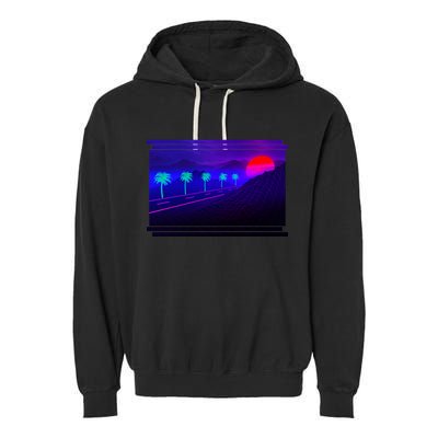 Retro 80s Vaporwave  Garment-Dyed Fleece Hoodie
