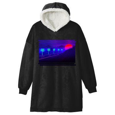 Retro 80s Vaporwave  Hooded Wearable Blanket