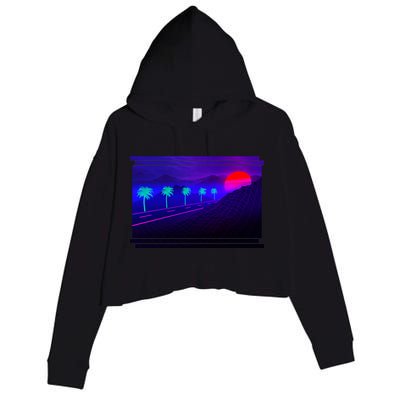 Retro 80s Vaporwave  Crop Fleece Hoodie
