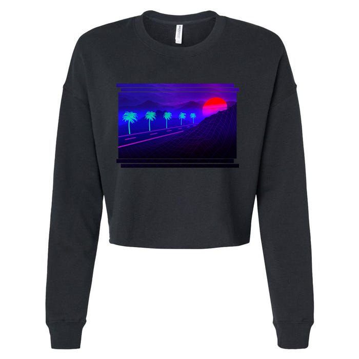 Retro 80s Vaporwave  Cropped Pullover Crew