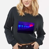 Retro 80s Vaporwave  Cropped Pullover Crew