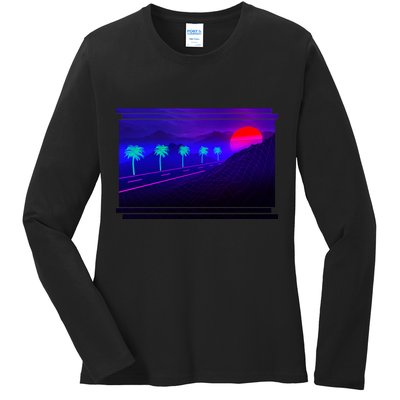 Retro 80s Vaporwave  Ladies Long Sleeve Shirt