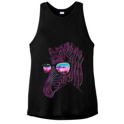 Retro 80s Zebra Shade Ladies PosiCharge Tri-Blend Wicking Tank