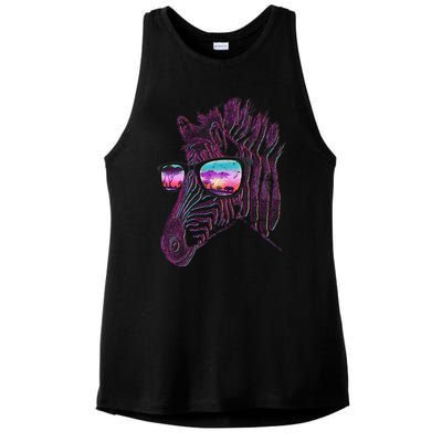 Retro 80s Zebra Shade Ladies PosiCharge Tri-Blend Wicking Tank