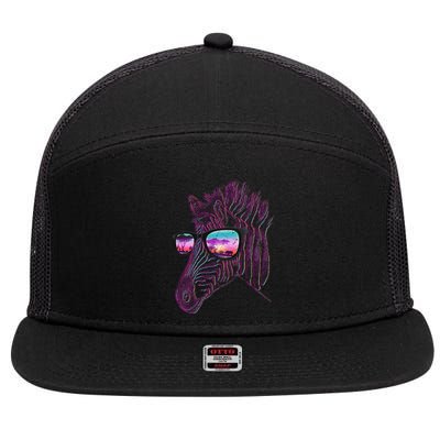 Retro 80s Zebra Shade 7 Panel Mesh Trucker Snapback Hat