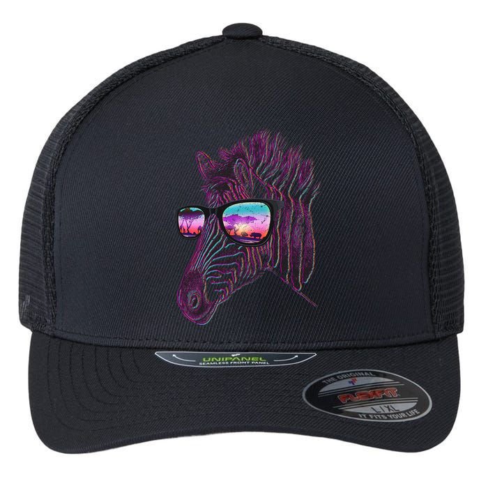 Retro 80s Zebra Shade Flexfit Unipanel Trucker Cap