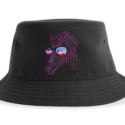 Retro 80s Zebra Shade Sustainable Bucket Hat