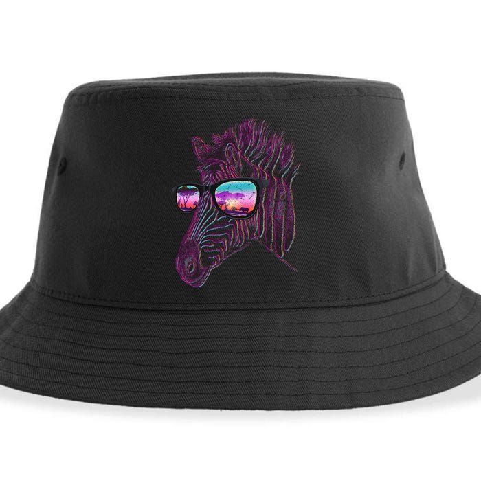 Retro 80s Zebra Shade Sustainable Bucket Hat