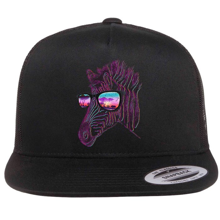 Retro 80s Zebra Shade Flat Bill Trucker Hat