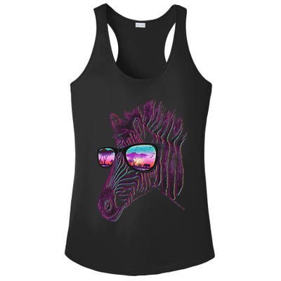 Retro 80s Zebra Shade Ladies PosiCharge Competitor Racerback Tank
