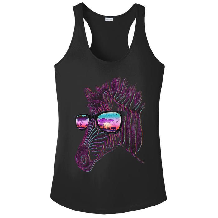Retro 80s Zebra Shade Ladies PosiCharge Competitor Racerback Tank