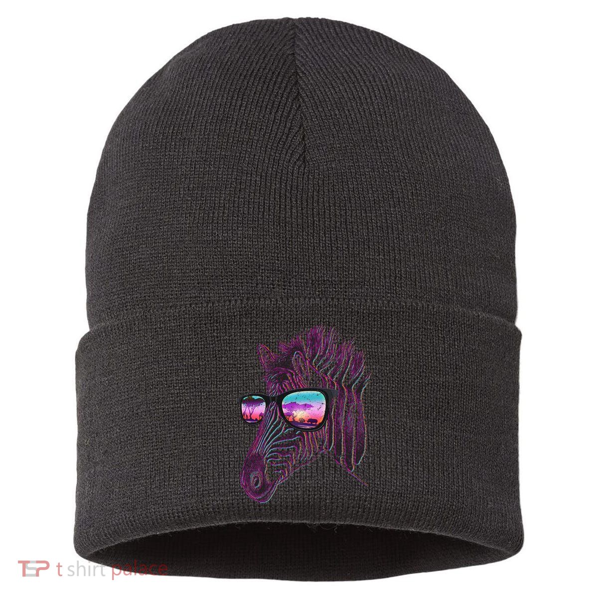 Retro 80s Zebra Shade Sustainable Knit Beanie