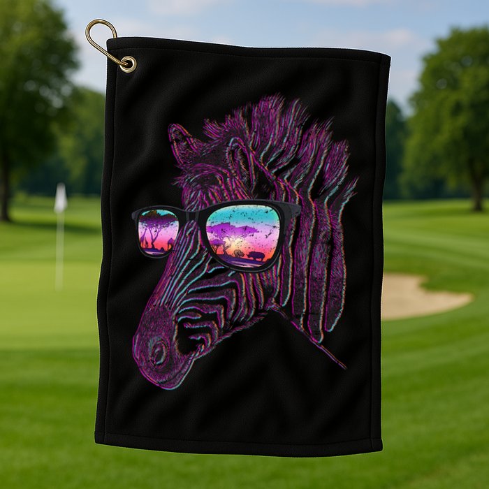 Retro 80s Zebra Shade Golf Towel