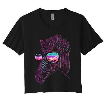 Retro 80s Zebra Shade Crop Top