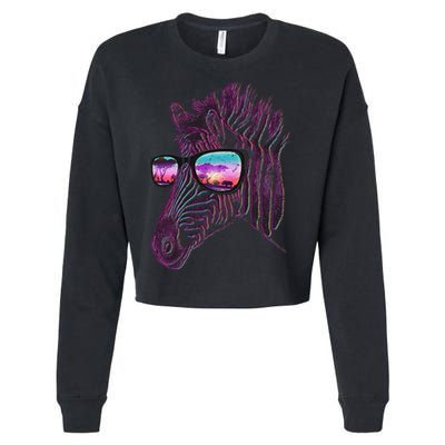 Retro 80s Zebra Shade Cropped Pullover Crew
