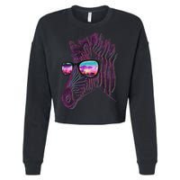 Retro 80s Zebra Shade Cropped Pullover Crew