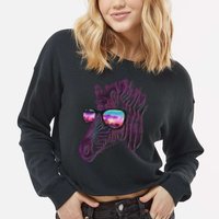 Retro 80s Zebra Shade Cropped Pullover Crew