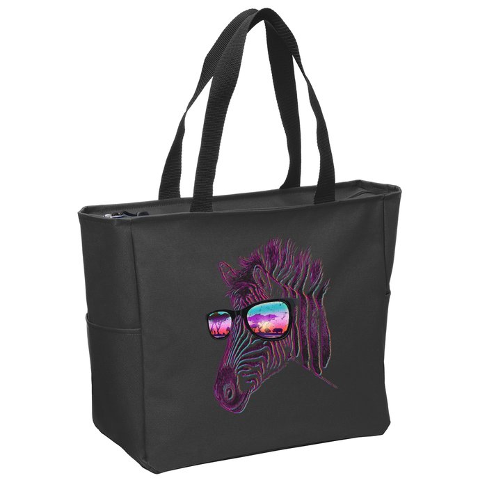Retro 80s Zebra Shade Zip Tote Bag