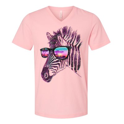 Retro 80s Zebra Shade V-Neck T-Shirt