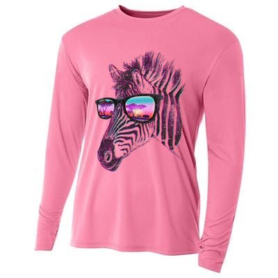 Retro 80s Zebra Shade Cooling Performance Long Sleeve Crew