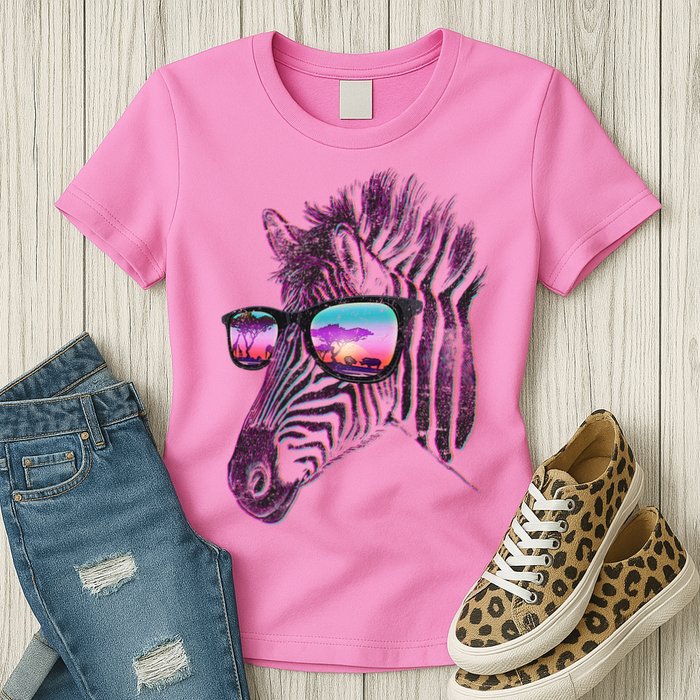Retro 80s Zebra Shade Womens T-Shirt
