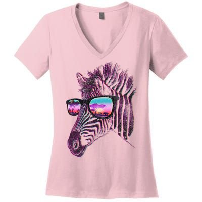 Retro 80s Zebra Shade Women's V-Neck T-Shirt