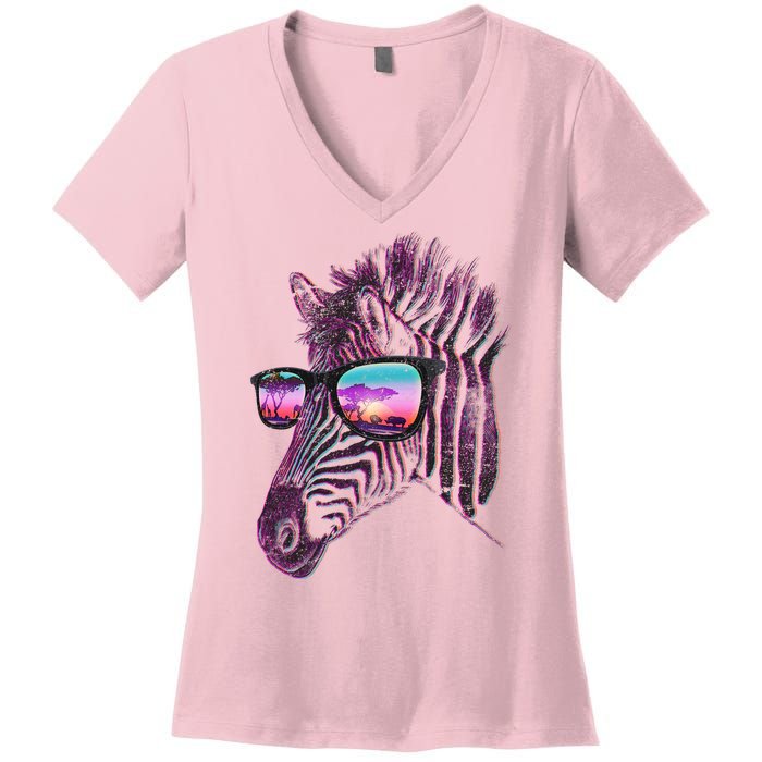 Retro 80s Zebra Shade Women's V-Neck T-Shirt