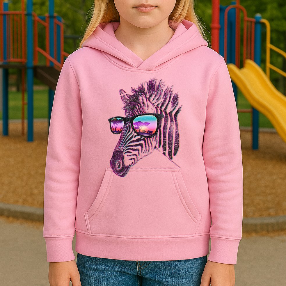 Retro 80s Zebra Shade Kids Hoodie
