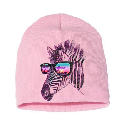 Retro 80s Zebra Shade Short Acrylic Beanie