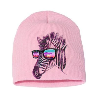 Retro 80s Zebra Shade Short Acrylic Beanie