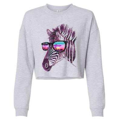 Retro 80s Zebra Shade Cropped Pullover Crew