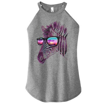 Retro 80s Zebra Shade Women's Perfect Tri Rocker Tank