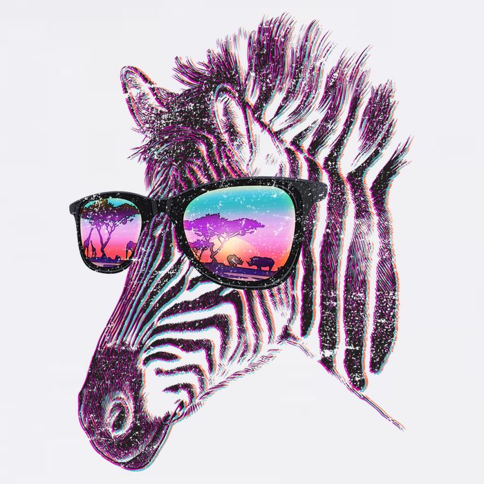 Retro 80s Zebra Shade Garment-Dyed Sweatshirt