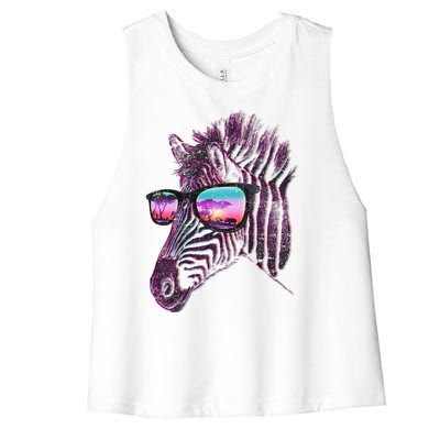 Retro 80s Zebra Shade Women's Racerback Cropped Tank