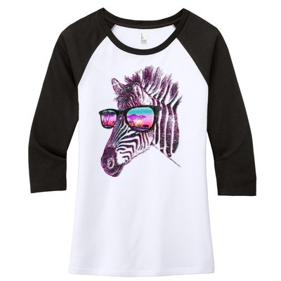 Retro 80s Zebra Shade Women's Tri-Blend 3/4-Sleeve Raglan Shirt