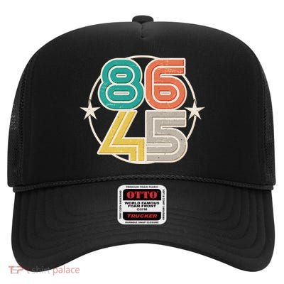 Retro 86 45 Impeach Trump High Crown Mesh Back Trucker Hat