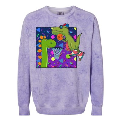 Retro 90's Basketball Dinosaurs Colorblast Crewneck Sweatshirt