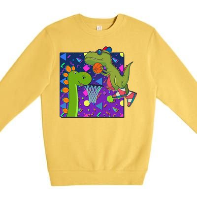 Retro 90's Basketball Dinosaurs Premium Crewneck Sweatshirt