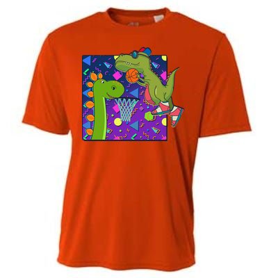 Retro 90's Basketball Dinosaurs Cooling Performance Crew T-Shirt