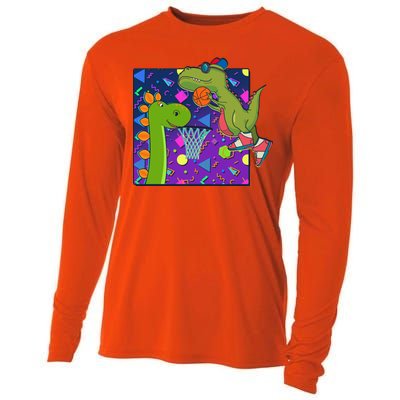 Retro 90's Basketball Dinosaurs Cooling Performance Long Sleeve Crew