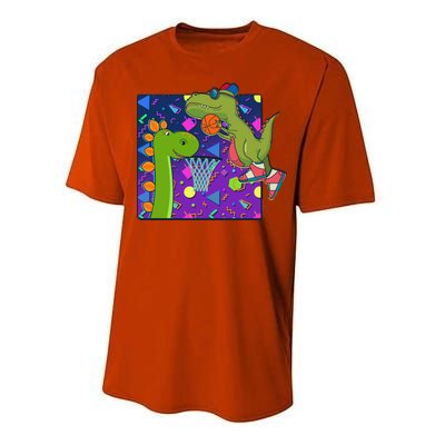 Retro 90's Basketball Dinosaurs Performance Sprint T-Shirt